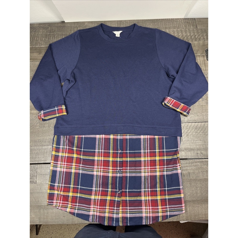 Caslon Plaid Shirt Dress Small Womens Cotton‎